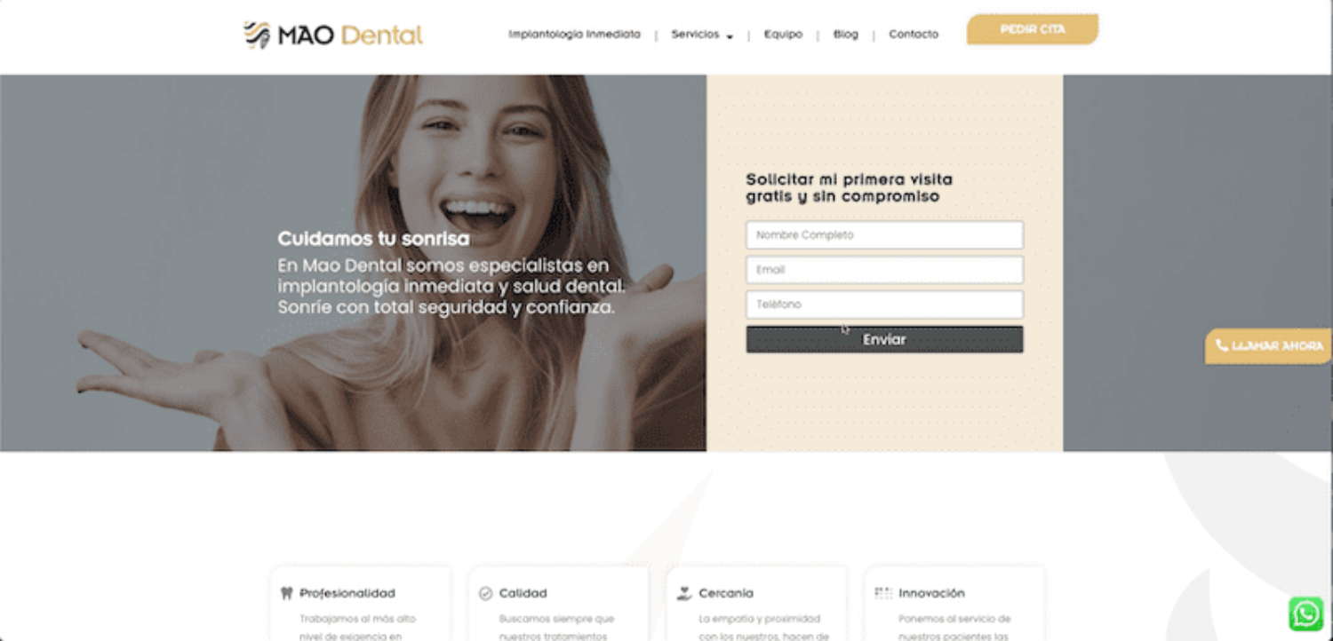 diseño web clínica dental